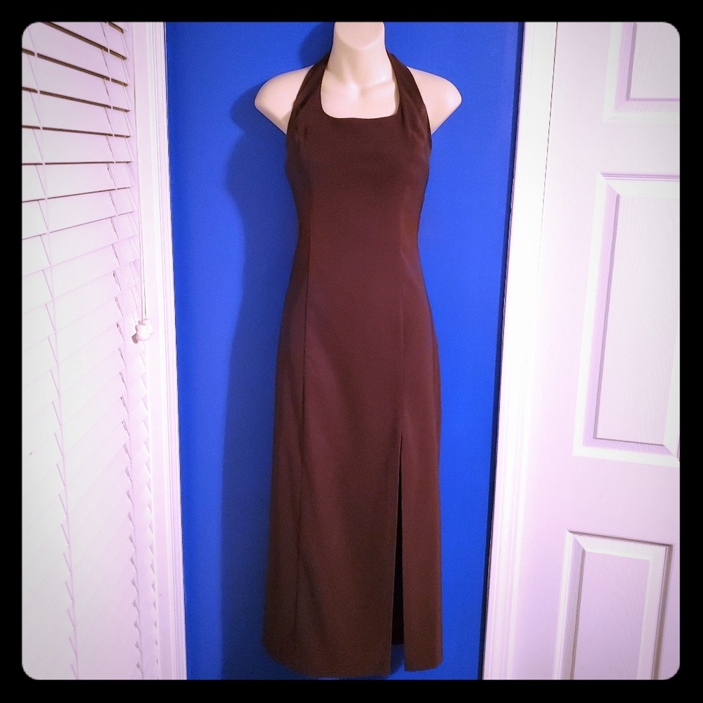 Rampage chocolate Brown halter formal dress
